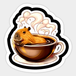 Caffeinated Capybara - Coffee and Naps Combined Design Sticker